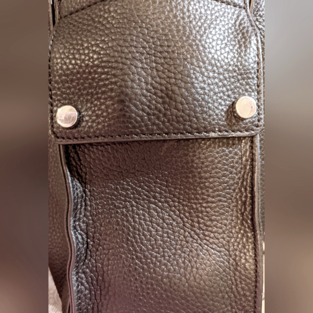 NWT Vince Camuto Black Pebbled Leather Bag w/silver accts, coin case, dust bag - Picture 7 of 13